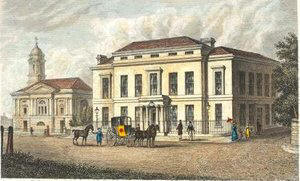 The Assembly Rooms and Trinity Church in Halifax from A Complete History of the County of York by Thomas Allen (1828-30)